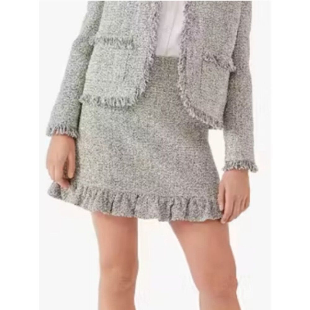 NWT Kate Spade Metallic Tweed Skirt Sparkle Ruffle Hem Mini in Size 8